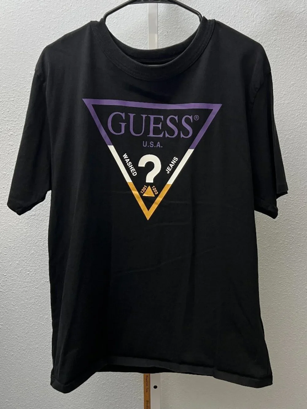 Guess Black w Brand Logo 100% Cotton Short-Sleeve Tee T-Shirt SZ Small - Picture 1 of 7
